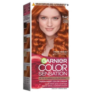 Vopsea de Par Permanenta cu Amoniac Garnier Color Sensation 7.4 Intense Amber, 112 ml