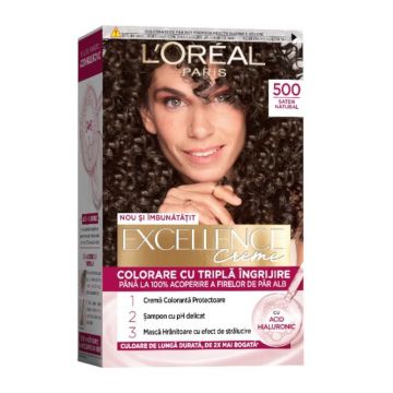 Vopsea de Par Permanenta cu Amoniac L'Oreal Paris Excellence Creme 5 Saten Natural, 192 ml