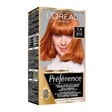 Vopsea de Par Permanenta cu Amoniac L'Oreal Paris Preference 7.4 Mango, 174 ml