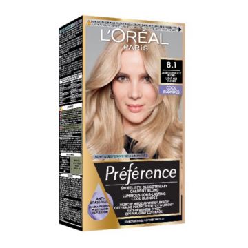 Vopsea de Par Permanenta cu Amoniac L'Oreal Paris Preference 8.1 Copenhague, 174 ml