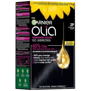Vopsea de Par Permanenta fara Amoniac Garnier Olia 2P Platinum Black, 174 ml