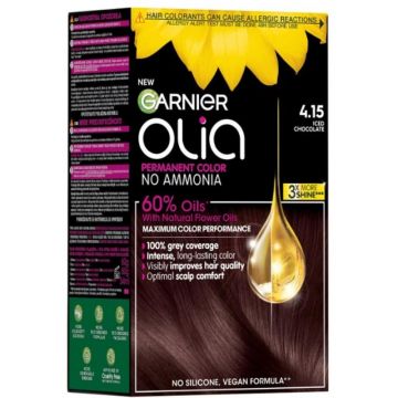 Vopsea de par permanenta fara amoniac Garnier Olia 4.15 Iced Chocolate, 174 ml