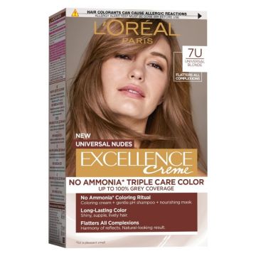 Vopsea de Par Permanenta fara Amoniac L'Oreal Paris Excellence Universal Nudes, 7U Blonde, 192 ml