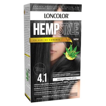 Vopsea de Par Permanenta Loncolor Hempstyle cu Ulei de Canabis, 4.1 Castaniu Cenusiu Mediu, 100 ml