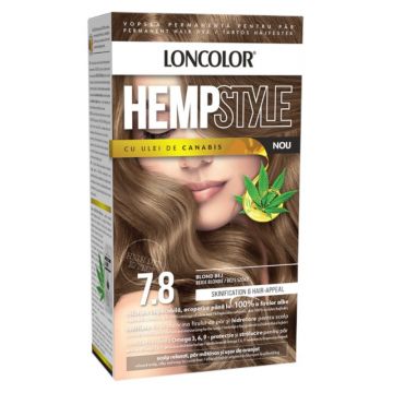 Vopsea de Par Permanenta Loncolor Hempstyle cu Ulei de Canabis, 7.8 Blond Bej, 100 ml