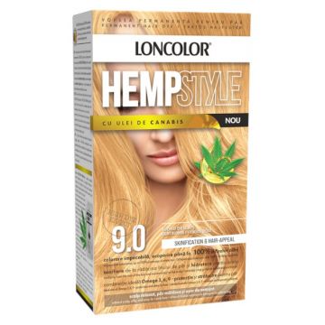 Vopsea de Par Permanenta Loncolor Hempstyle cu Ulei de Canabis, 9.0 Blond Deschis, 100 ml