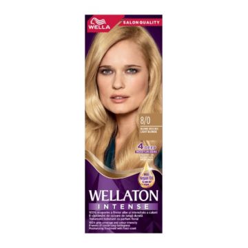 Vopsea de Par Permanenta Wella Wellaton, 8/0 Light Blonde, Blond Deschis, 110 ml