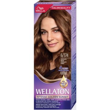 Vopsea de Par Permanenta Wellaton 6/374 Ciocolatiu Inchis, 110 ml