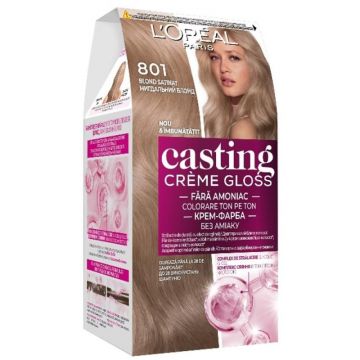 Vopsea de Par Semi-Permanenta fara Amoniac L'Oreal Paris Casting Creme Gloss 801 Blond Satin, 180 ml