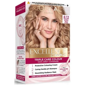 Vopsea Permanenta cu Amoniac, 8.12 Blond Bej, L'Oreal Paris Excellence Creme