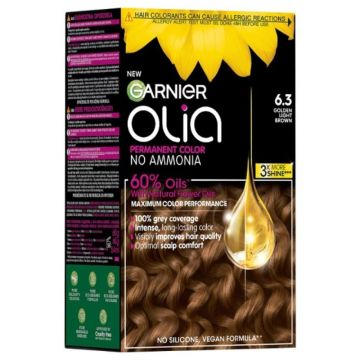 Vopsea Permanenta fara Amoniac, 6.3 Blond Deschis Auriu, Garnier Olia, 112 ml