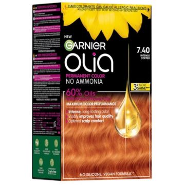 Vopsea Permanenta fara Amoniac, 7.40 Aramiu Intens, Garnier Olia, 112 ml