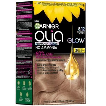 Vopsea Permanenta fara Amoniac, 8.12 Blond Iridescent, Garnier Olia, 112 ml
