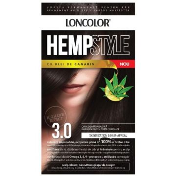 Vopsea Permanenta pentru Par Loncolor HempStyle, 3.0 Ciocolata Neagra, 100 ml