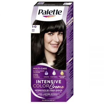 Vopsea de Par Permanenta - Schwarzkopf Palette Intensive Color Creme Long-Lasting Intensity Permanent, nuanta 1-0 (N1) Negru