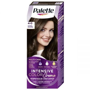 Vopsea de Par Permanenta - Schwarzkopf Palette Intensive Color Creme Long-Lasting Intensity Permanent, nuanta 4-0 (N3) Saten Mediu