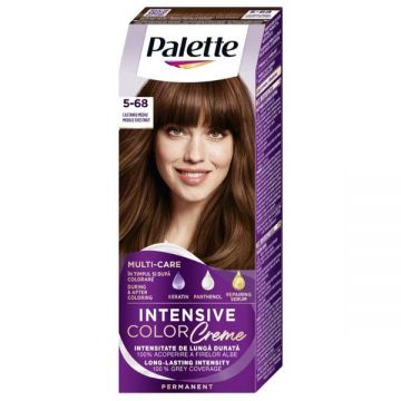 Vopsea de Par Permanenta - Schwarzkopf Palette Intensive Color Creme Long-Lasting Intensity Permanent, nuanta 5-68 (R4) Castaniu Mediu