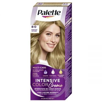 Vopsea de Par Permanenta - Schwarzkopf Palette Intensive Color Creme Long-Lasting Intensity Permanent, nuanta 8-0 (N7) Blond Deschis