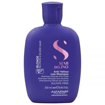 Sampon pentru Neutralizarea Tonurilor de Galben - Alfaparf Milano Semi di Lino Anti-Yellow Low Shampoo, 250 ml