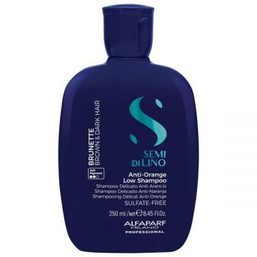 Sampon pentru Neutralizarea Tonurilor de Portocaliu pentru Par Brunet si Castaniu - Alfaparf Milano Semi di Lino Anti-Orange Low Shampoo, 250 ml