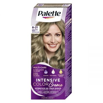 Vopsea de Par Permanenta - Schwarzkopf Palette Intensive Color Creme Long-Lasting Intensity Permanent, nuanta 8-21 Blond Cenusiu Deschis
