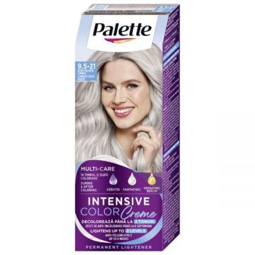 Vopsea de Par Permanenta - Schwarzkopf Palette Intensive Color Creme Long-Lasting Intensity Permanent, nuanta 9.5-21 Blond Argintiu Luminos