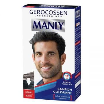 Sampon Colorant pentru Barbati - Gerocossen Manly, nuanta Negru, 25 ml