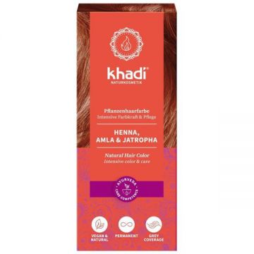 Vopsea Henna cu Amla si Jatropha Rosu - Khandi Natural Hair Color, 100 g