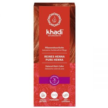 Vopsea Naturala Henna Rosu - Khadi Pure Henna Natural Hair Color, 100 g