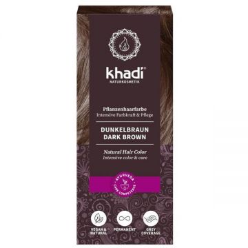 Vopsea Naturala Henna Saten Inchis - Khadi Dark Brown Natural Hair Color, 100 g