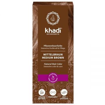 Vopsea Naturala Henna Saten Mediu - Khadi Medium Brown Natural Hair Color, 100 g