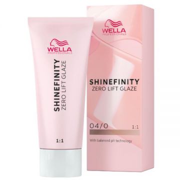 Vopsea Translucida Demipermanenta - Wella Professionals Shinefinity Zero Lift Glaze, nuanta 04/0 Natural Espresso,  60 ml