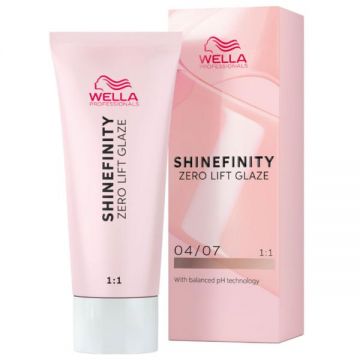Vopsea Translucida Demipermanenta - Wella Professionals Shinefinity Zero Lift Glaze, nuanta 04/07 Bitter Chocolate 60 ml