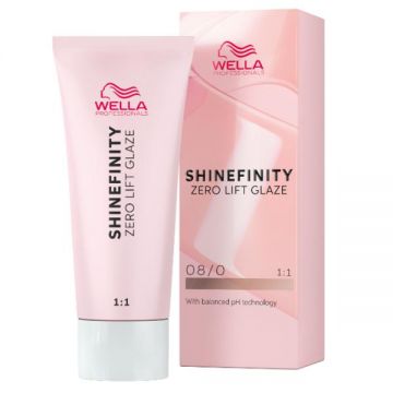 Vopsea Translucida Demipermanenta - Wella Professionals Shinefinity Zero Lift Glaze, nuanta 08/0 Natural Latte, 60 ml