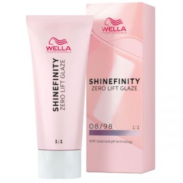 Vopsea Translucida Demipermanenta - Wella Professionals Shinefinity Zero Lift Glaze, nuanta 08/98 Silver Pearl, 60 ml