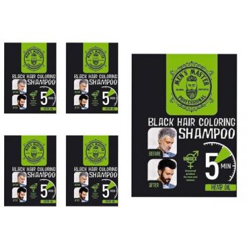 Sampon Colorant Unisex pentru Par si Barba Men's Master Professional - Negru, 5 pachete x 25ml Sampon Colorant Unisex pentru Par si Barba Men's Master Professional - Negru, 5 pachete x 25ml
