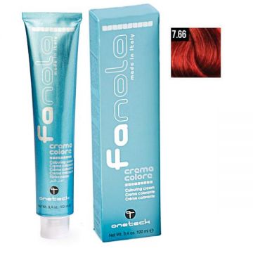 Vopsea Crema Permanenta Fanola 7.66 Blond Rosu Intens, 100ml
