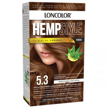 Vopsea Permanenta pentru Par Loncolor Expert HempStyle cu Ulei de Canabis, nuanta 5.3 castaniu auriu Vopsea Permanenta pentru Par Loncolor Expert HempStyle cu Ulei de Canabis, nuanta 5.3 castaniu auriu