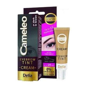 Crema Nuantatoare pentru Sprancene, Nuanta 3.0  Maro Inchis - Eyebrown Tint Cream, Dark Brown, Cameleo, 15 ml