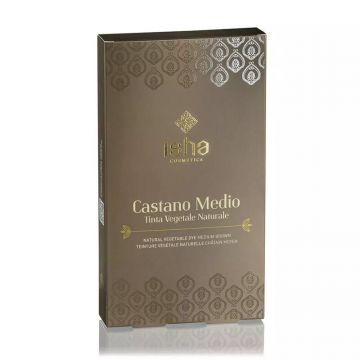 Vopsea de par naturala castaniu mediu, 100g, Isha Vopsea de par naturala castaniu mediu, 100g, Isha